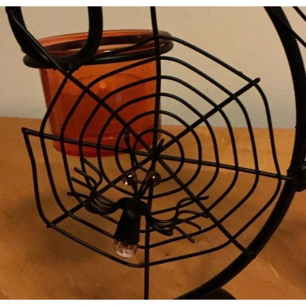 Halloween Spiders‎ On Webs Tea Light Candle Holder, Unbranded